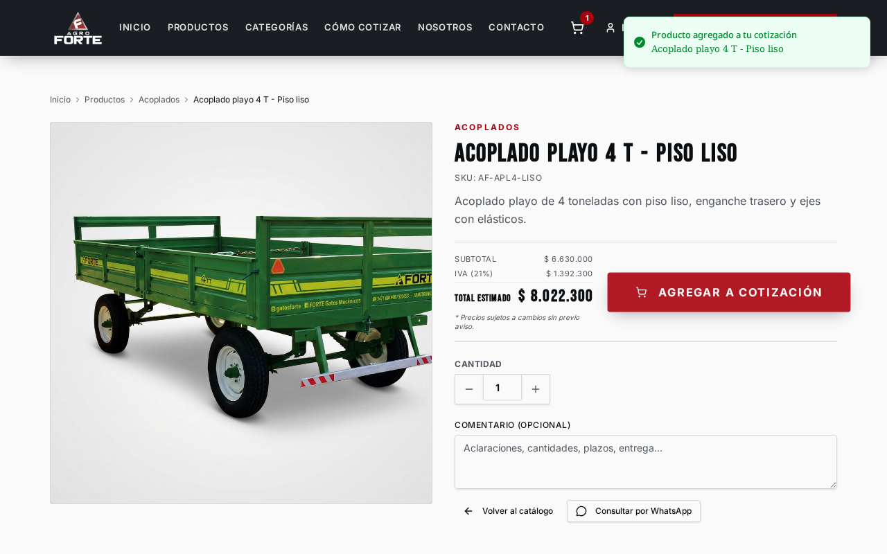 Interfaz de detalle de producto con selector de cantidad y botón rojo de Agregar al Carrito.